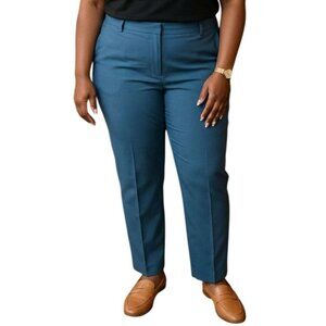 Worthington Plus Size 18W Trousers Blue Straight Leg Front Pockets Office Wear